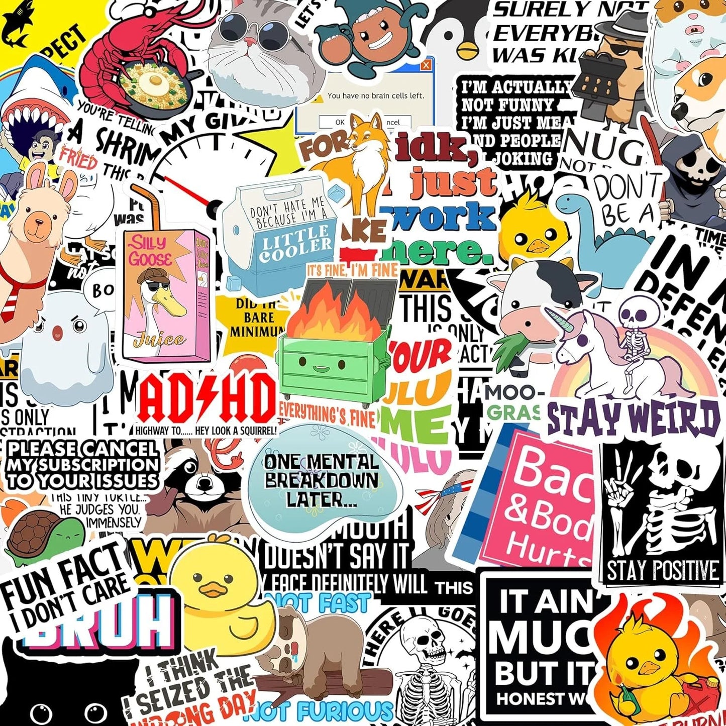🔥🔥Set of 130 Pcs Funny Saying Stickers
