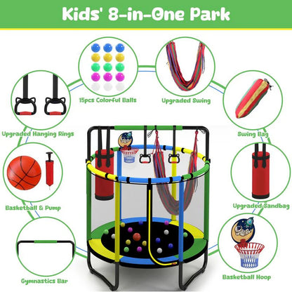 🎁Mini Round Trampoline for Kids with Basketball Hoop🎁