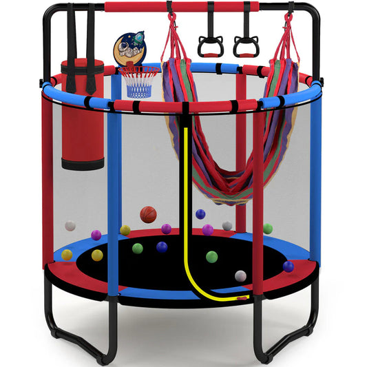 🎁Mini Round Trampoline for Kids with Basketball Hoop🎁