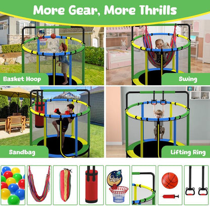 🎁Mini Round Trampoline for Kids with Basketball Hoop🎁