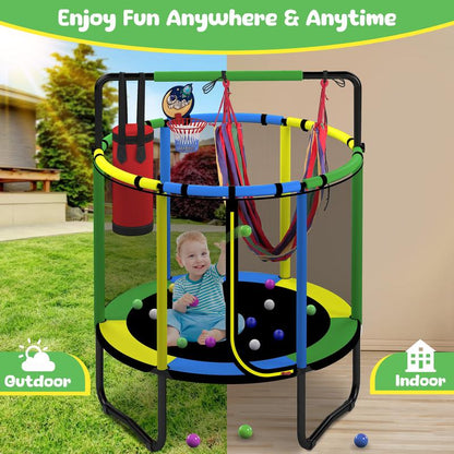 🎁Mini Round Trampoline for Kids with Basketball Hoop🎁
