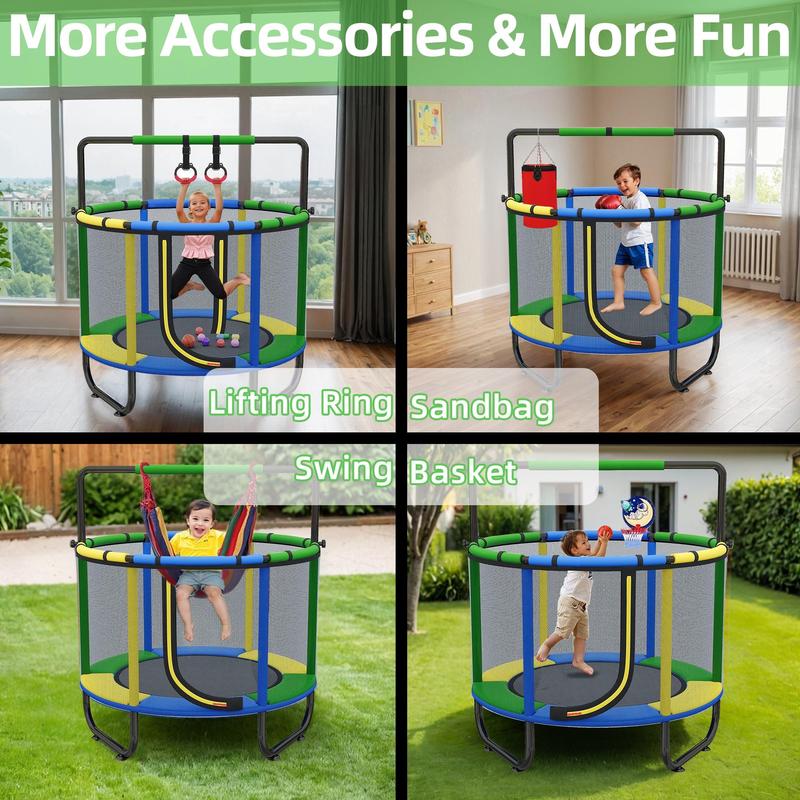 🎁Mini Round Trampoline for Kids with Basketball Hoop🎁